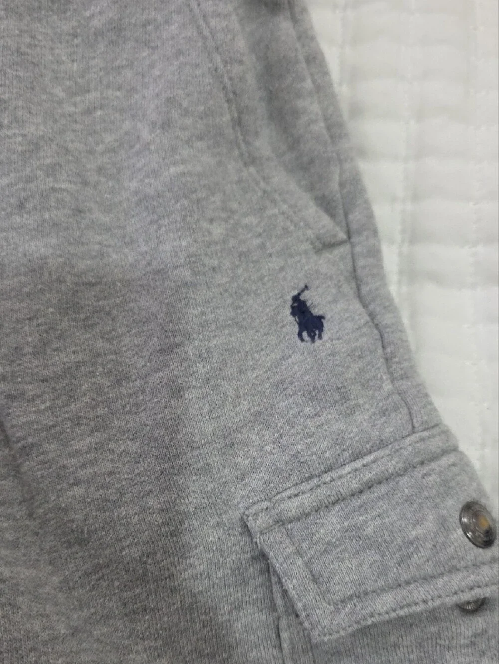 Ralph Lauren Light Gray Cargo Knit Shorts for Kids